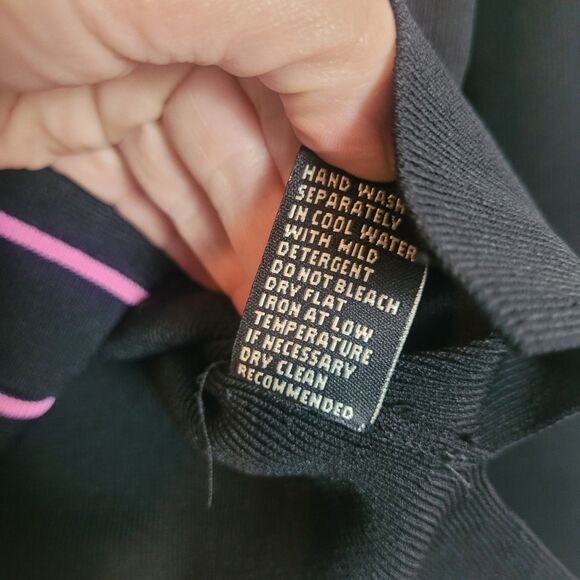 BCBG MaxAzria Y2K Button Up Preppy Cardigan Women Small Black Pink Dark Academia - Picture 10 of 13